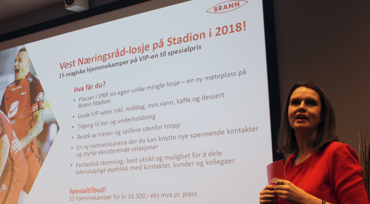 VNR-LOSJE! Delta på Vest Næringsråd-losje på Stadion i 2018. En ny nettverksarena der du kan knytte nye spennende kontakter og styrke eksisterende relasjoner! Monica Saur Sandvik er salgs- og partneransvarlig Sportsklubben Brann.